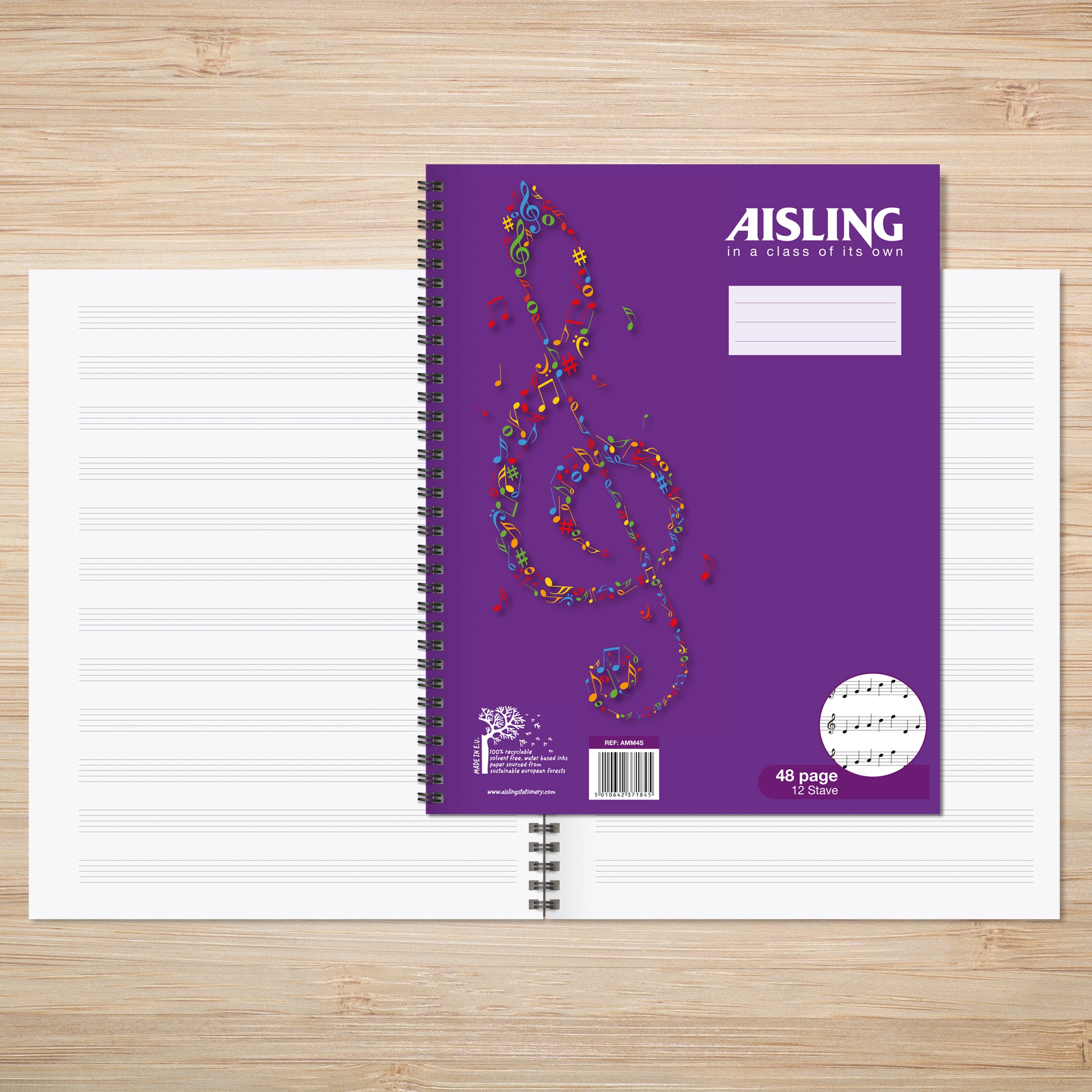 AISLING A4+ Music Manuscript Book 48 page